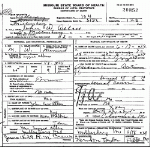 Death certificate of Allen, John Wesley