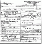 Death certificate of Allen, Mary Walker