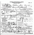 Death certificate of Caldwell, Sarah Sallie Ann Howe
