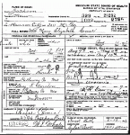 Death certificate of Comer, Mary Elizabeth Overton