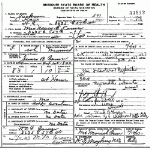 Death certificate of Comer, Nancy Emeline Overton
