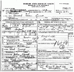 Death Certificate of Cuno, Howard Gene Death Certificate of Cuno, Howard Gene