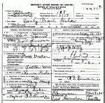 Death certificate of Fisher, Early Pearl Death certificate of Fisher, Early Pearl