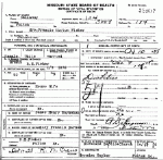 Death certificate of Fisher, Frances M. Baynham Death certificate of Fisher, Frances M. Baynham