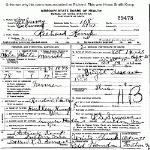 Death Certificate of Kemp, Hiram Smith