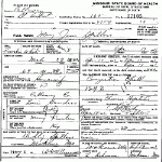 Death Certificate of Spillars, Mary Jane Saunders