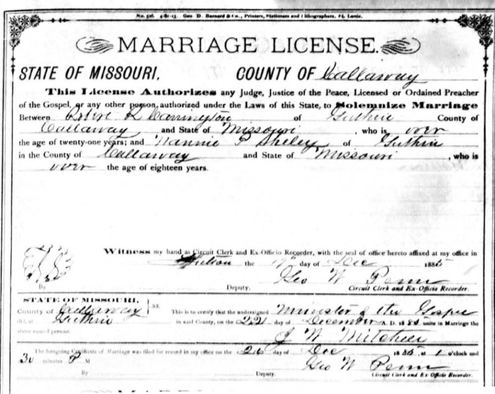 Marriage, Carrington - Sheley 1885