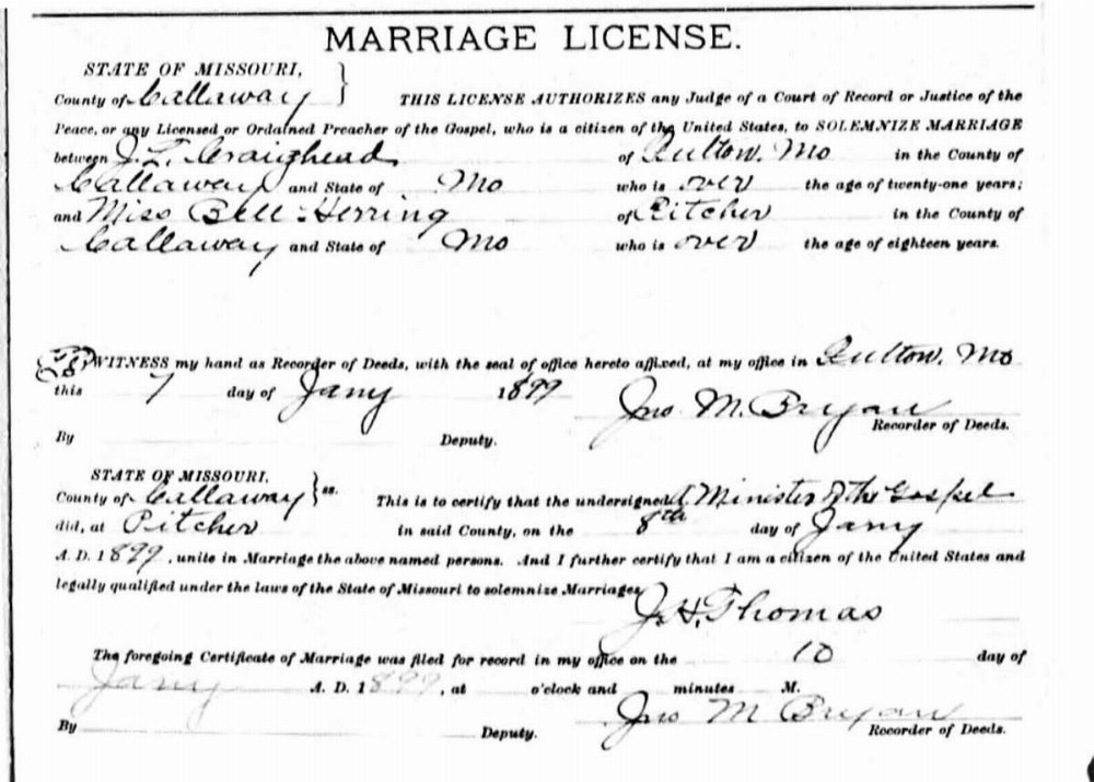 Marriage, Craighead - Herring 1899