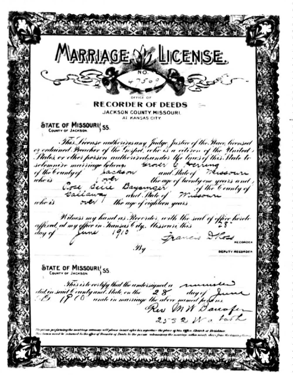 Marriage, Herring - Baysinger 1910