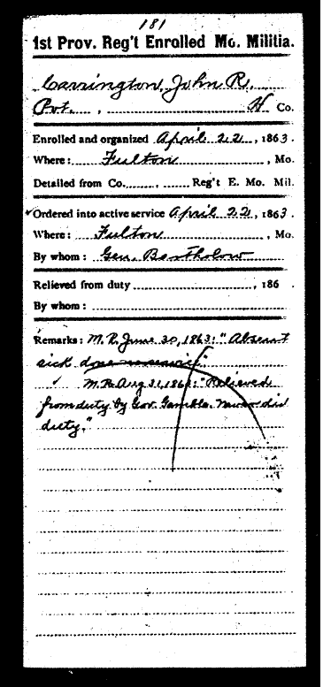 Civil War Record, Carrington, John R.