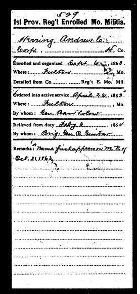 Civil War Record, Herring, Andrew C.