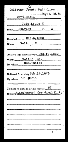 Civil War Record, Judt, Louis H.